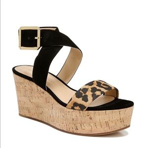 Veronica Beard Black Camel Hurley Platform Wedge Sandal Size 7